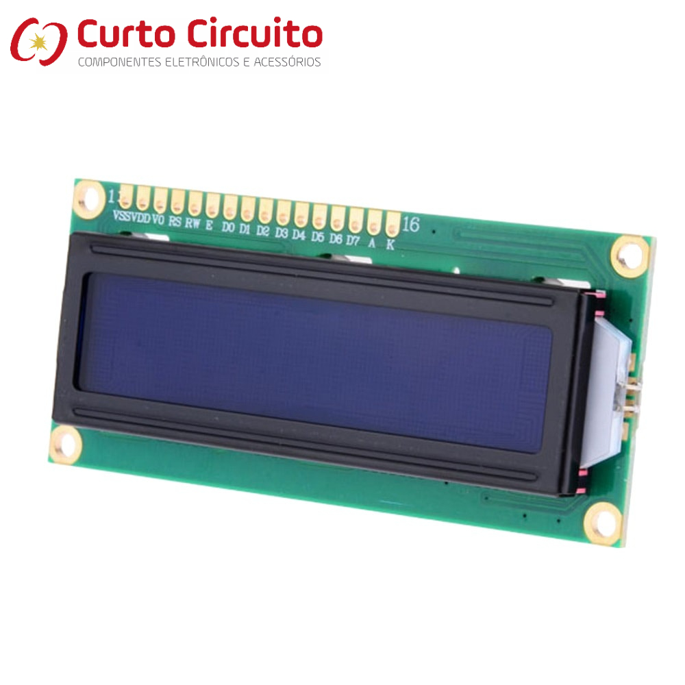 Display Lcd 16x2 Com Backlight Azul E Escrita Branca - COM NOTA FISCAL