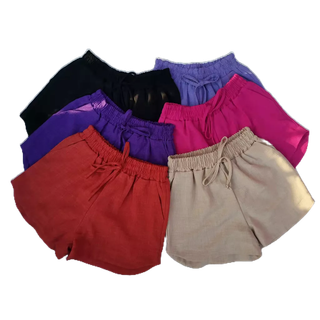 short linho de feminina elastico bolso