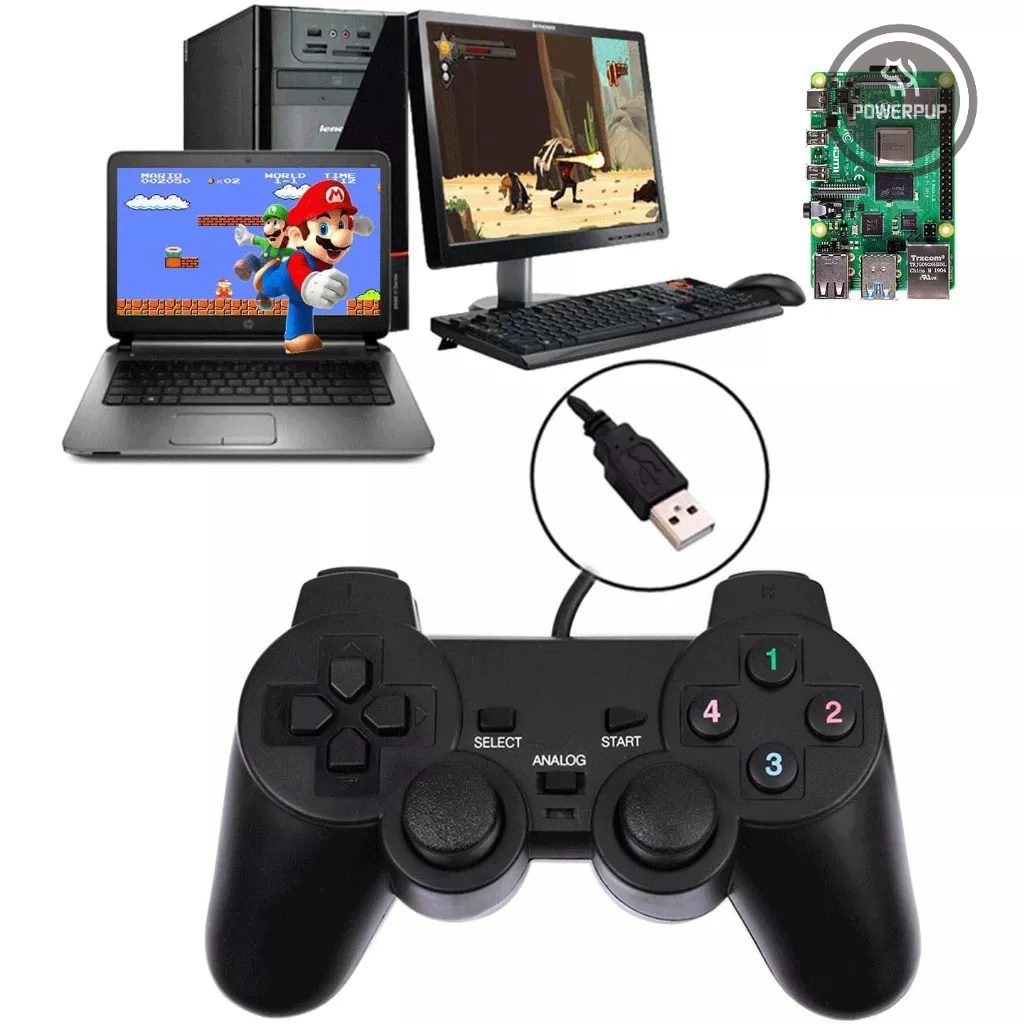 CONTROLE JOYSTICK USB COM FIO P/  Pc / Notebook / TV Box Android