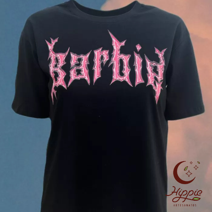 Blusa Camiseta Feminina Algodão Barbie Gótica - Preta
