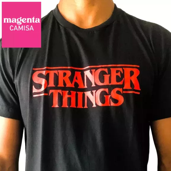 Camiseta juvenil Dustin Stranger Things preta, Netflix