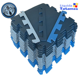 Kit 12 Tatames - EVA Tons de Azul Econômico - 50x50x1 cm.