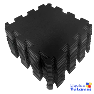 Kit 12 Tatames Eva preto - Linha Econômica 50x50x1 Cm em Oferta na Shopee