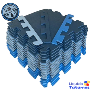 Kit 20 Tatames - EVA Tons de Azul Econômico - 50x50x1 cm. em Oferta na Shopee