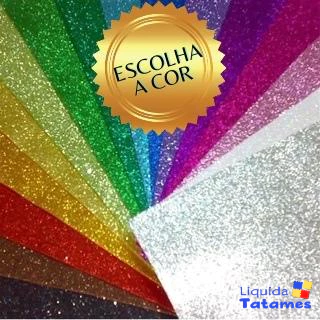 Placas De EVA com Glitter 40x48 (Dubflex) - Kit com 10 folhas - escolha UMA cor em Oferta na Shopee