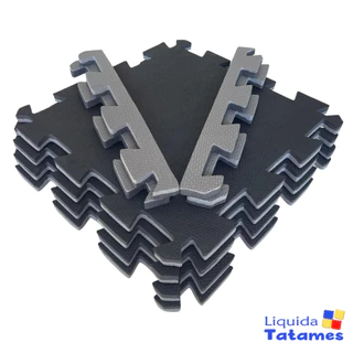 Kit 12 Tatames - EVA Preto/Cinza 50x50x2 cm (3,00 m2). (Academia, Esportes) em Oferta na Shopee