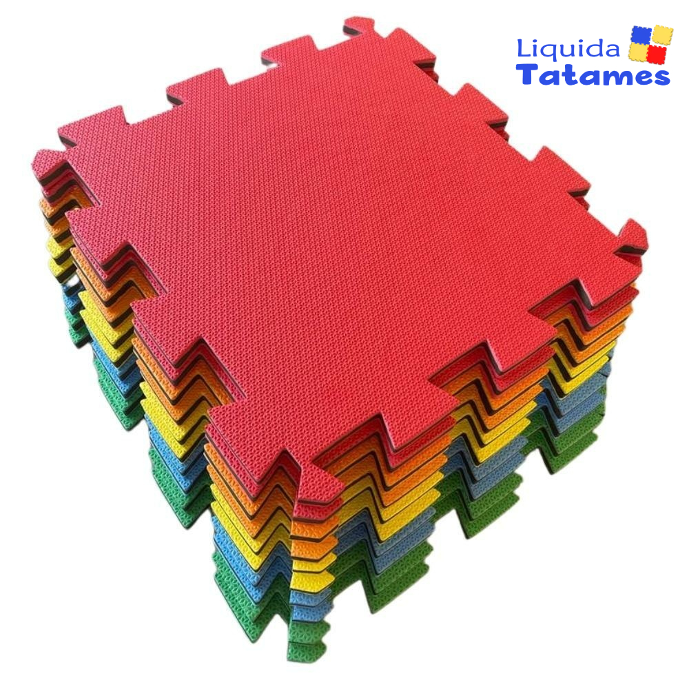 Kit 60 Tatames - EVA Colorido Econômico - 50x50x1 cm.