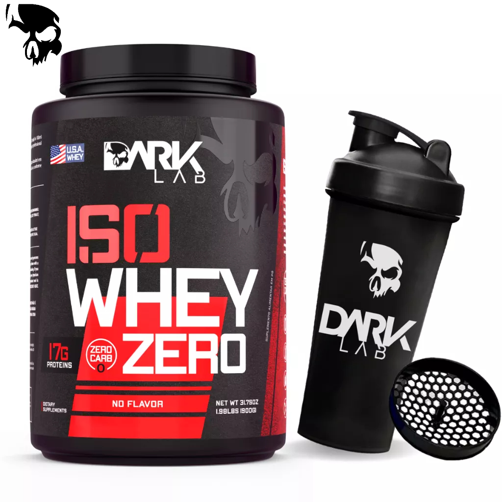 Iso Whey Zero Carb 900g + Coqueteleira Caveira 700ml – Dark Lab