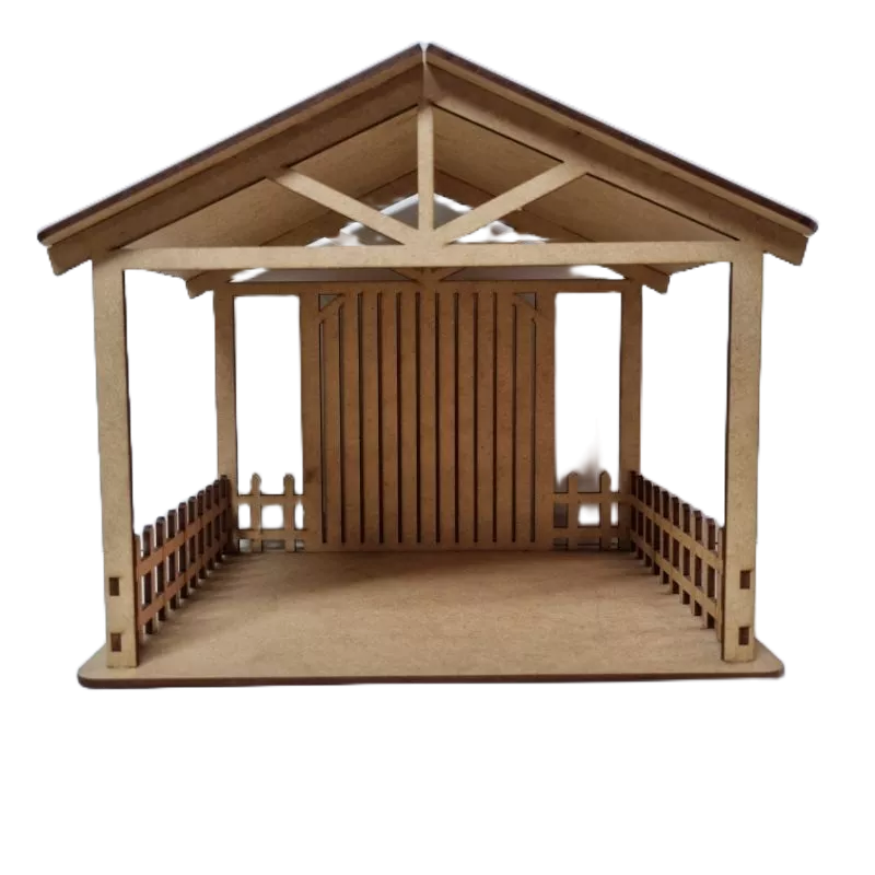 Casa para presépio P 24x17x20, Laser feliz natal- MDF cru