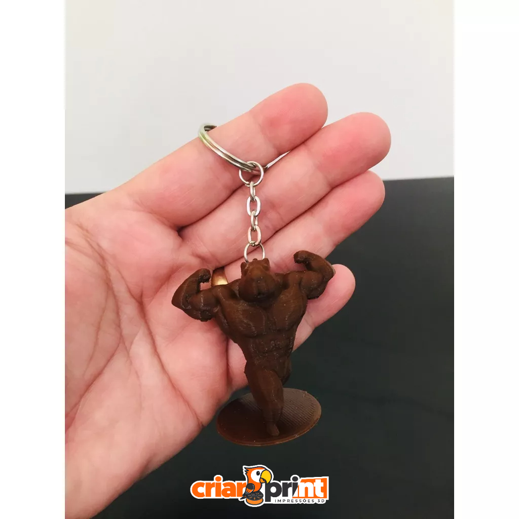 Chaveiro Capivara BodyBuilder Bombada Impressão 3D