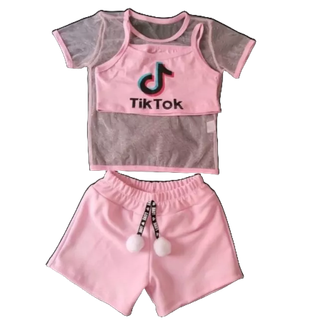 Conjunto Trio Tik Tok Tule Infantil Infantil DA Verão Moda Bloguerinha Mini Diva Lançamento