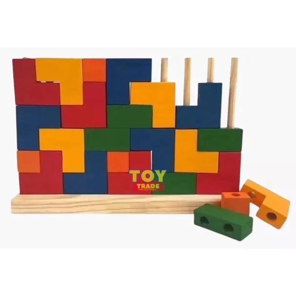 Blocos De Montar Construção Em Madeira 40 Peças Coloridas - Futura  Brinquedos Educativos