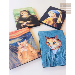 Kit Quadros Tela gatinhos obras de artes famosas em tela acetinada