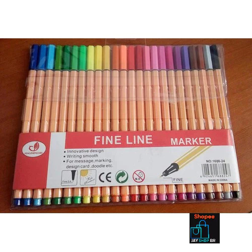 Kit com 6/10/12/18/24 cores Canetas Fine Line Ponta Fina Fineliner 0.4mm