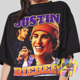 Camiseta T-shirt Unissex Algodão Justin Bieber 90' Vintage Top Oferta camisa