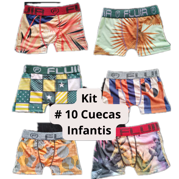 Compra online de Dondeza 6 peças cueca boxer infantil colorida estampada  para meninos