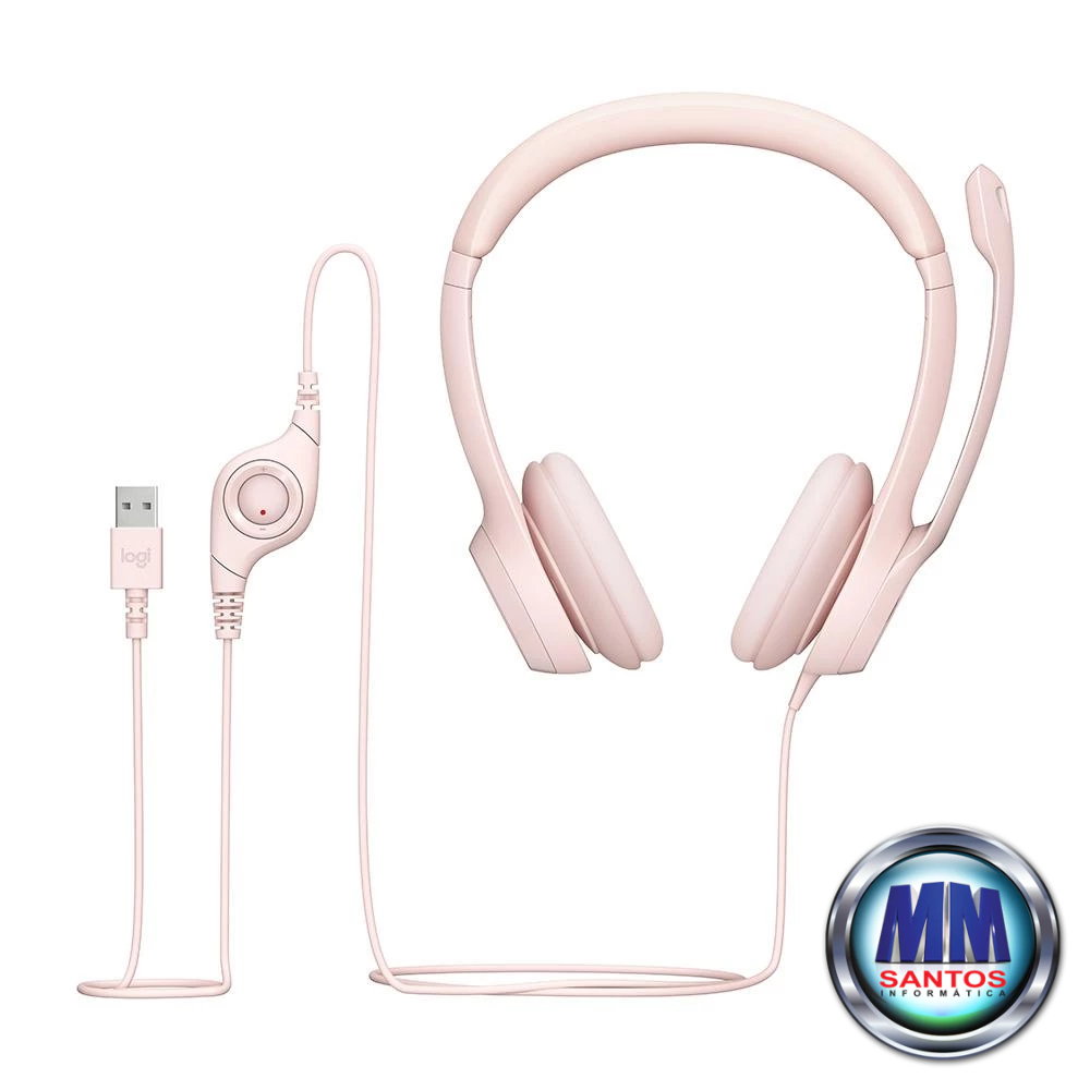 Headset Logitech H390, USB, Rosa - 981-001280