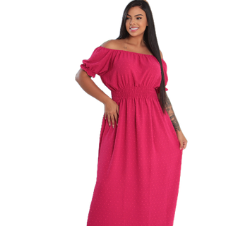 Vestido Feminino Longo Manga Curta Evangélico Plus Size Festa Gestante Solto Redondo Ciganinha Jovem Verão