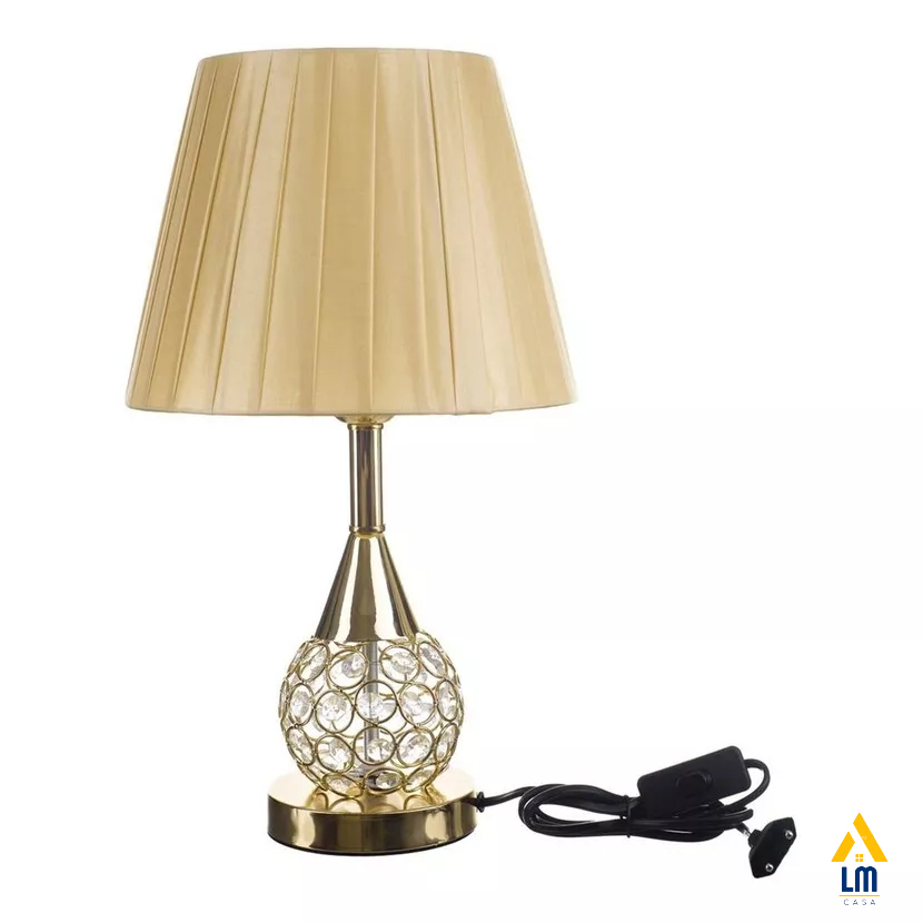 Abajur Luminaria Decorativo Quarto Sala Criado Mudo Cristal Com Led ...