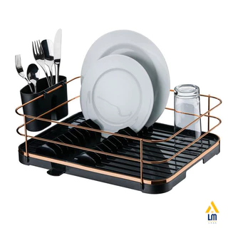 Escorredor De Loucas Cozinha 12 Pratos Talheres Pia Preto Rose Gold Future