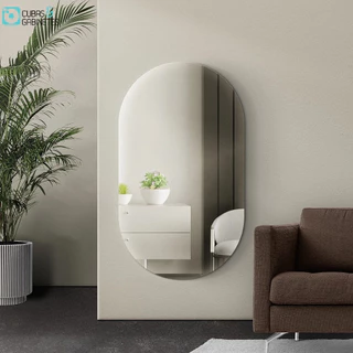 Espelho Oval Grande 100 X 55 Moderno Lapidado Com Suporte