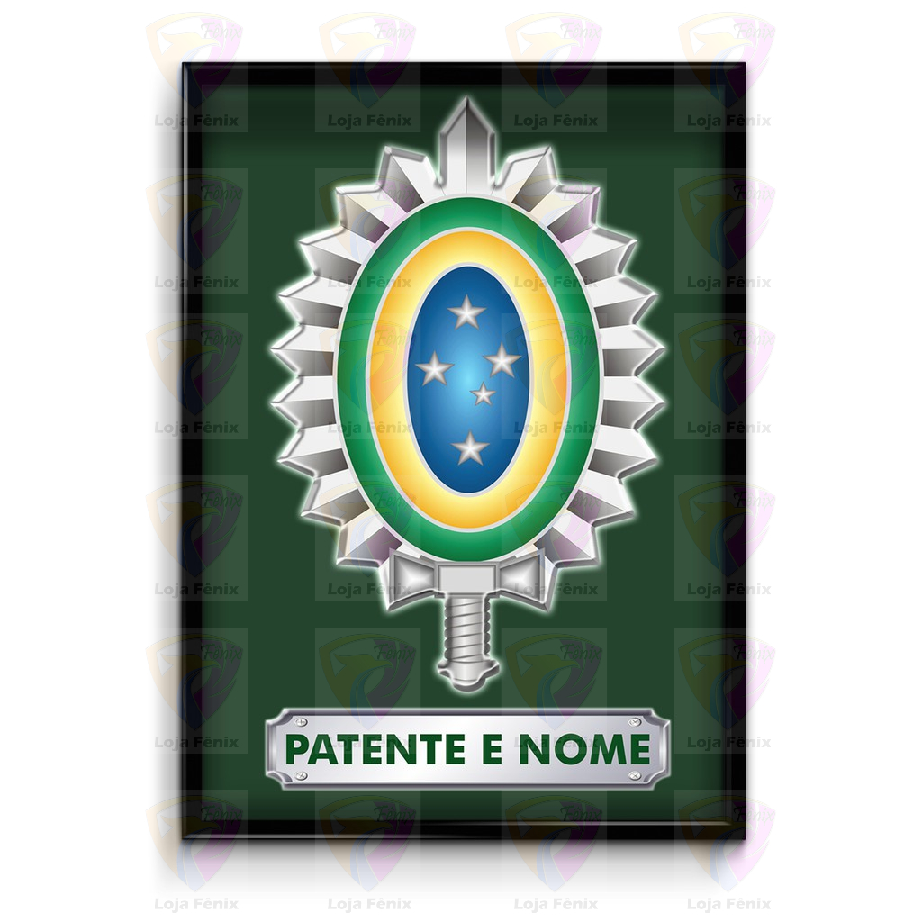 Quadro Tecido Super Brilho Exército Brasileiro Com Patente e Nome