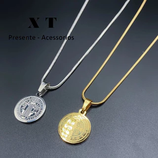 Colar Masculina/Feminina de aço inoxidável fino com pingente são Bento 316L