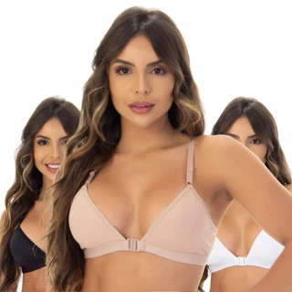 Kit 3 Sutias sem bojo Nadador Fecho Frontal Soutien 4407 em Oferta na Shopee