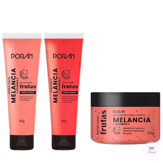 Kit Cuidados Rosto e Corpo Melancia Esfoliante Sabonete Hidratante Porán