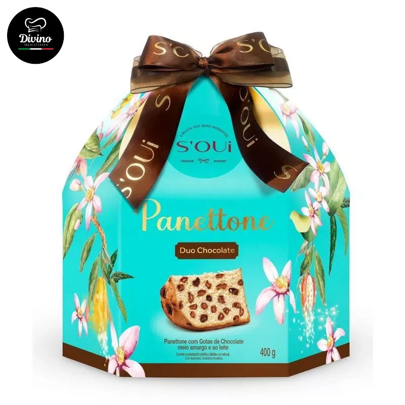 Panettone Gourmet S'oui Duo Chocolate 400g Meio Amargo