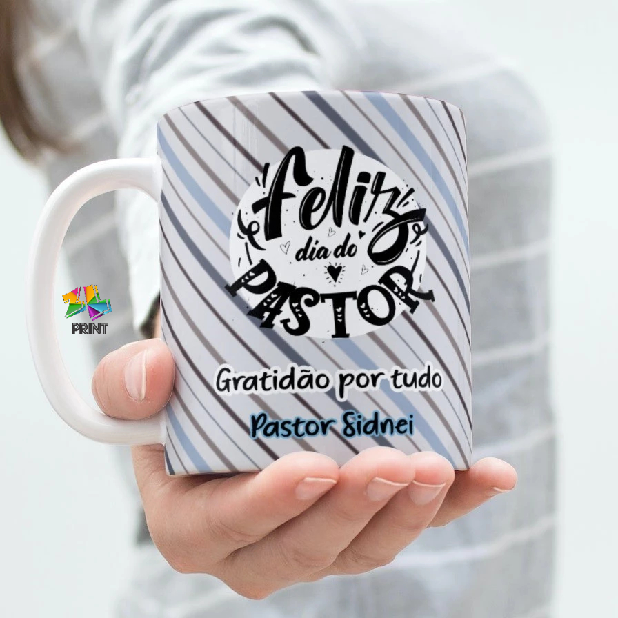 Caneca Porcelana FELIZ DIA DO PASTOR Personalizada com Nome Gratidão ...