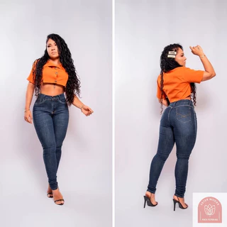 Calça Jeans Feminina Lisa Azul Moda FemininaTem Elastano Calças Com Laycra