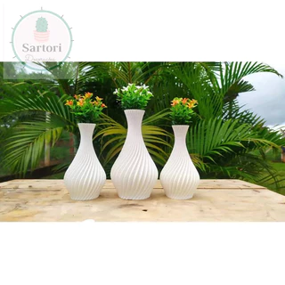 Kit com 3 Vaso p/ Plantas Artificiais - Jarro Espiral - Decoração para Casa, Sala, Escritório e Cozinha