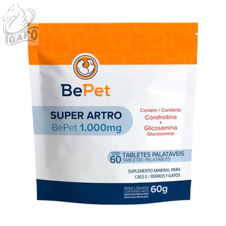 Superartro Bepet Condroitina Regenerador Articular para cães e gatos 1000mg 60gr