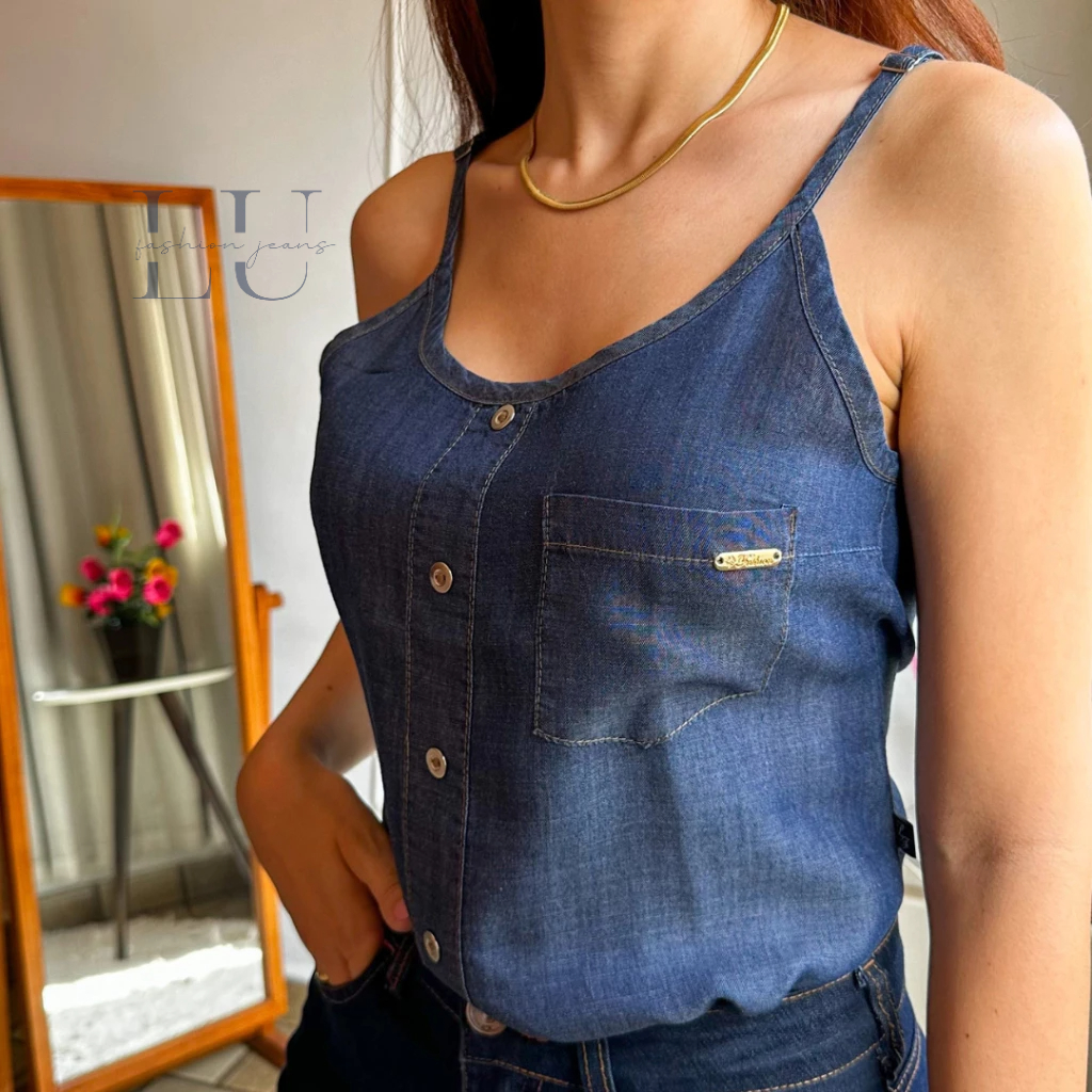 Blusa de sale alcinha jeans