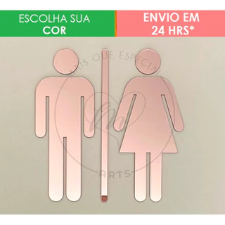 Espelho Placa Decorativa Rose Gold Indicativa Banheiro Clássica - Acrílico Espelhado