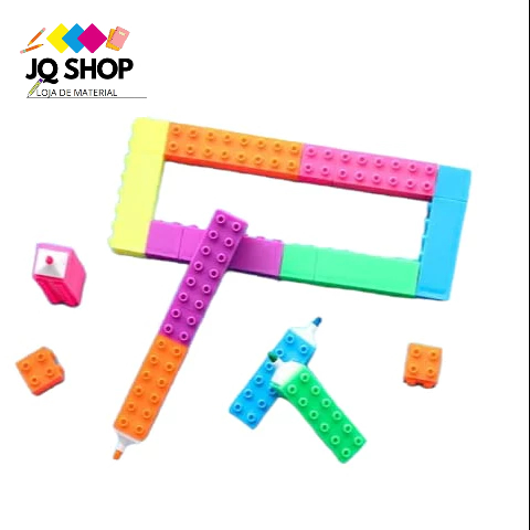 KIT 3 pacotes MINI MARCA TEXTO 6 CORES DE ENCAIXE LEGO Papelaria ...