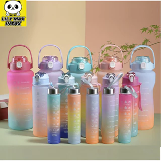 kit 3 Garrafa 2000ml de Água com Adesivos 2D Motivacional Português Squeeze 2litros + 900ml + 300ml