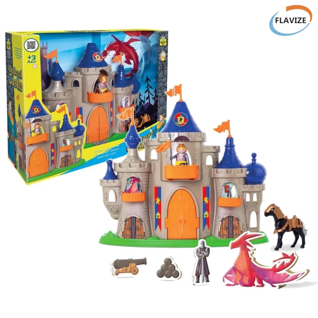 Castelo brinquedo infantil menino menina Medieval com Boneco e Cavalo ...