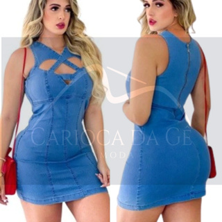 Vestido jeans aberto do hot sale lado