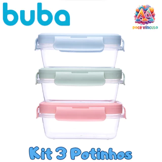 Kit 3 Potes Hermeticos Buba Com Tampa Antivazamento Para 100 ML