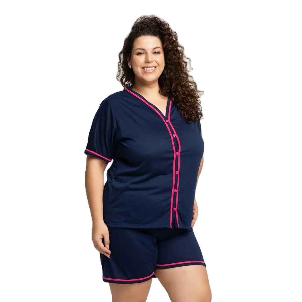 Baby Doll Plus Size 48/50/52/54 Pijama Amamentação Americano Cirúrgico com botões
