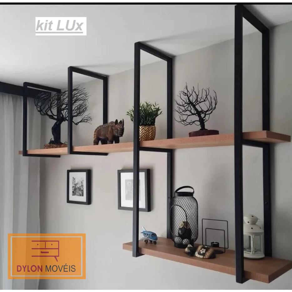 Estante para Livros Industrial 5 Prateleiras 100% Mdf Freijó/Preto Fosco  F10 - Pradel