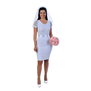 Vestido de noiva justo tubinho casamento cartório civil CM
