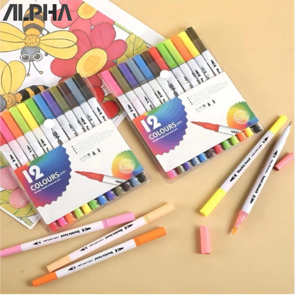 Kit12/24/36/48 Caneta Brush Ponta Pincel Lettering Duas Pontas