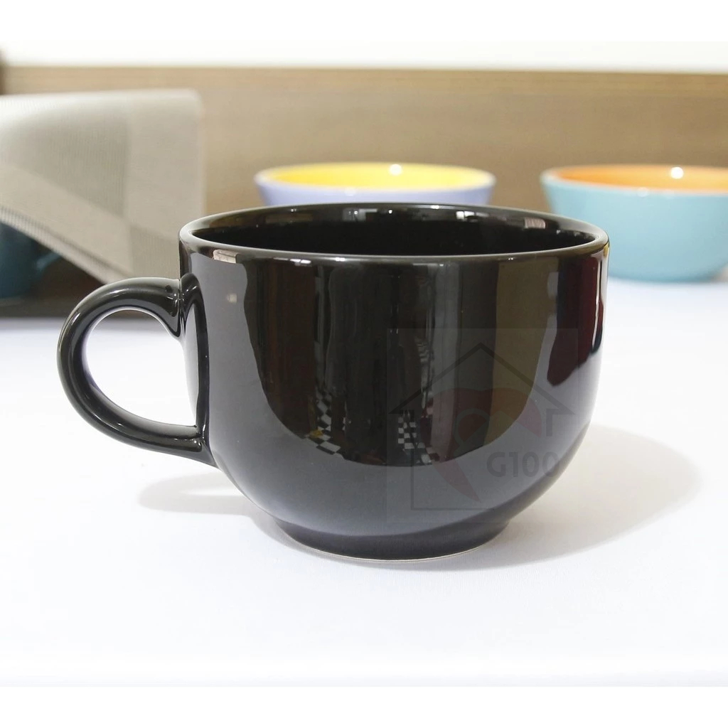 Caneca Jumbo 740 ml Xicrão Cerâmica Sopa/Caldo/Cereal - Preto
