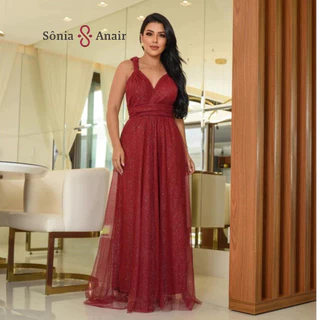 Vestido Várias Formas de Tule com brilho Festas Madrinhas Noiva Casamento Sônia Anair feminina