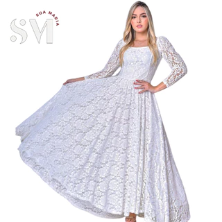 Vestido de Noiva Medieval em renda, de Casamento, simples, elegante
