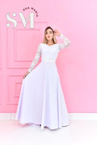 Vestido Longo Noiva Simples Liso moda feminina