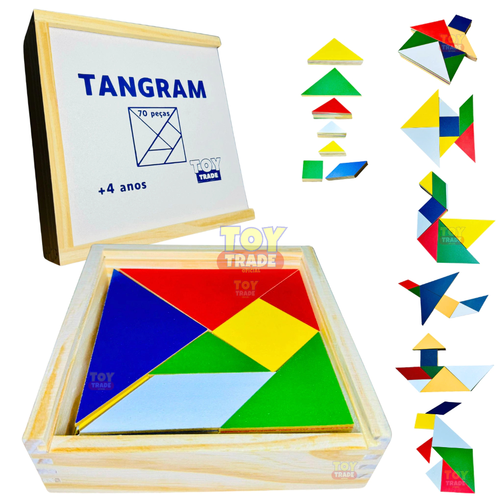 Tangram 10 Jogos com 70 Peças Brinquedo Educativo Pedagógico Quebra ...
